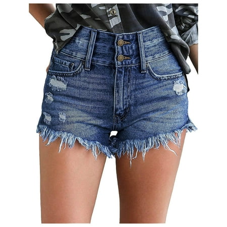 

Yubnlvae Shorts For Women Women Holes High Waist Zipped Denim Skinny Fit Mini Shorts Jeans Pants