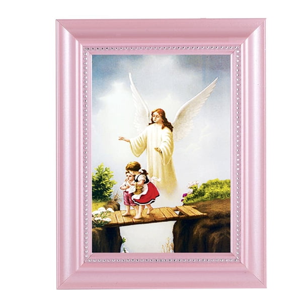 Guardian Angel Picture Framed Wall Art Decor Small, Pearlized Fluted
