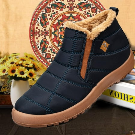 

Rollback Of The Day Juebong Couples Comfortable Casual Shoes Women s Men Winter Water-Resistant Flat Snow Boots Blue 43