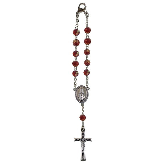 January/Garnet Birthstone Car Rosary, 6 Inches, KT701