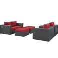 thumbnail image 1 of Modern Contemporary Urban Design Outdoor Patio Balcony Garden Furniture Lounge Sectional Sofa Set, Sunbrella Rattan Wicker, Red, 1 of 7