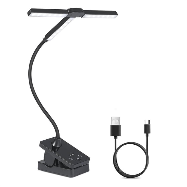Lámpara de Atril 51 LED, Plegable, Recargable y con Clip, Piano Profesional Portátil 4 Colores 3 Niveles Brillo.