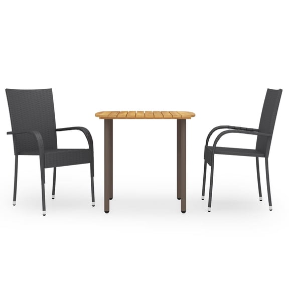 vidaXL Dining Set Black Solid Acacia wood Standard
