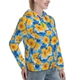 thumbnail image 6 of Lsque Blue Ocean Wave Sunflower Pattern Casual Women's Hoodie,Hooded Sweatshirt with Kangaroo Pocket,Pullover Hoodie with Eye-catching Drawstrings-Small, 6 of 7