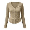 thumbnail image 7 of LEKWK Sun Protection Clothing Women Long Sleeve V Neck Button Down Cardigans Lightweight Breathable Slim Fit Solid Tops Summer Fashion Casual Daily Outfits, 7 of 7