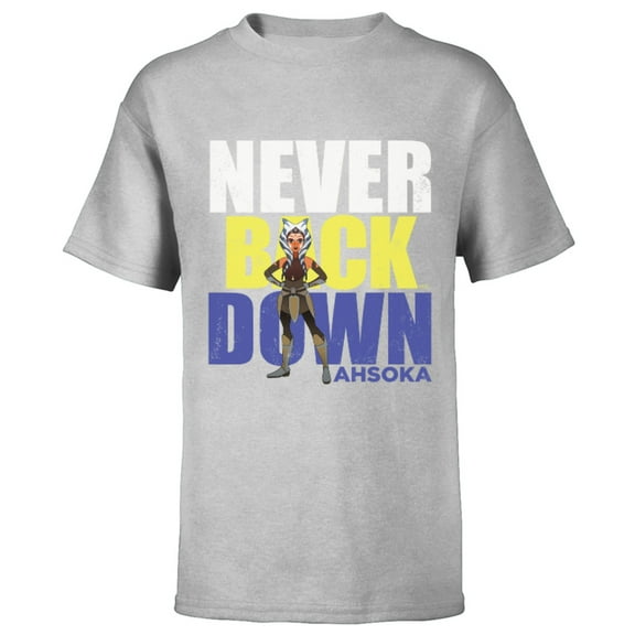 Star Wars Clone Wars Ahsoka Tano Never Back Down - Short Sleeve T-Shirt for Kids – Customized-Athletic Heather