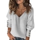 thumbnail image 1 of UKAP Blusa de punto acanalada suelta para mujer, jersey de punto con cuello en V, botones de trabajo, decoración, blusa tipo túnica informal, 1 of 2