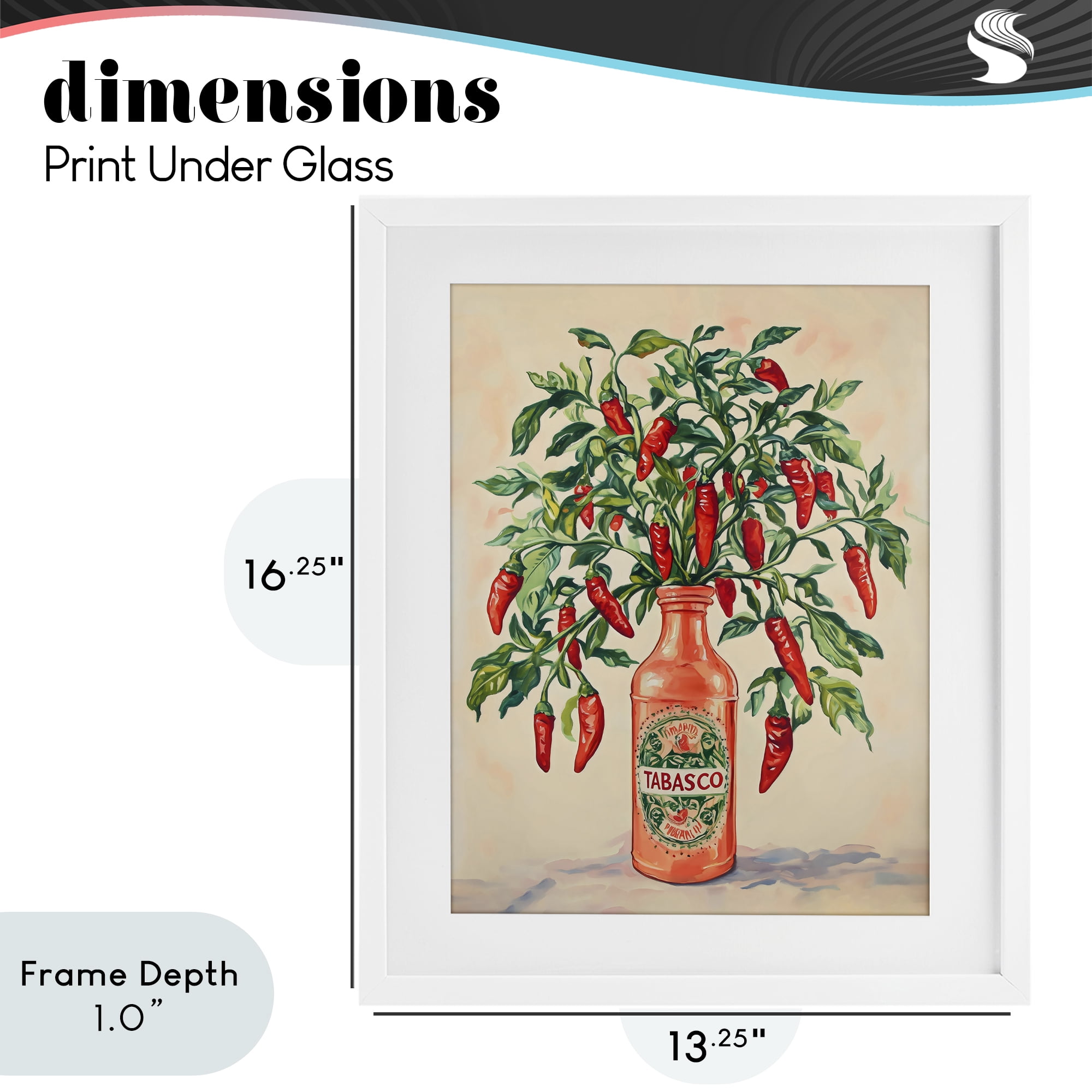 Stupell Industries Chili Peppers in Hot Sauce Vase White Framed Print Under Glass, design by The Prints Vibe