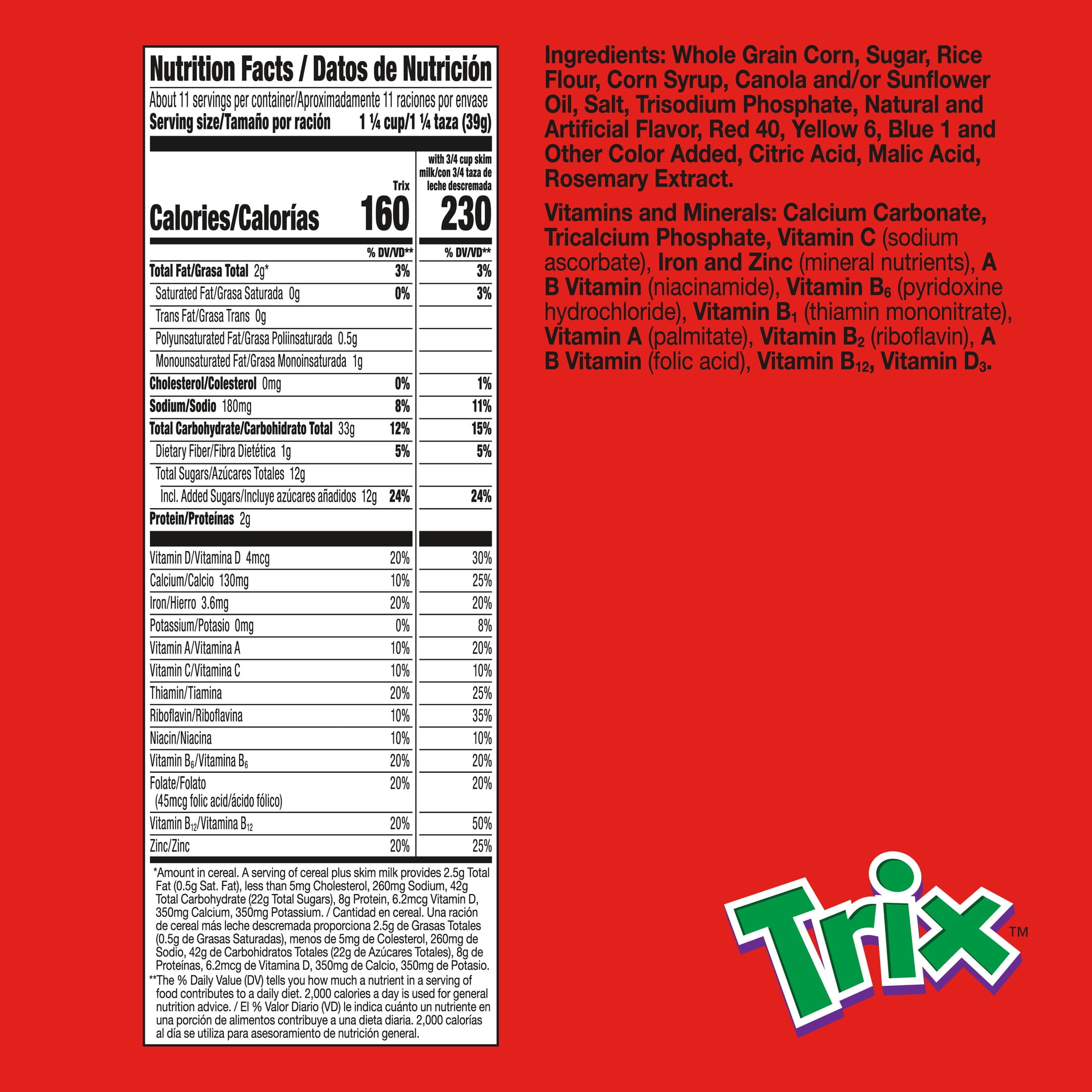 Trix, Breakfast Cereal, 16.1 oz, Fruit Flavored Corn Puffs Trix, Breakfast Cereal, 16.1 oz, Fruit Flavored Corn Puffs