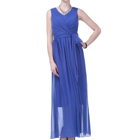 Faship Womens V-Neck Full Length Formal Dress Royal Blue - 20,Royal