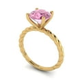 thumbnail image 2 of 2 ct Round Cut Simulated Pink Diamond Solitaire Engagement Ring for Women in 18K Yellow Gold, 2 of 5