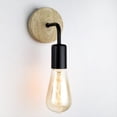 thumbnail image 2 of Lámpara de Pared de Madera Aplique Vintage Lámparas de Pared Accesorio E27 Lámpara Retro de Cabecera Decoración Industrial Comedor Dormitorio Luz, 2 of 5