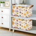thumbnail image 2 of Yayeee Foldable Storage Basket for Shelves with Handles Set of 2 Waterproof Cloth Bins, Beige Retro Rainbow, 2 of 7