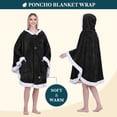 thumbnail image 3 of PAVILIA Hooded Blanket Poncho for Women, Fleece Wearable Shawl Wrap, Black, 3 of 10