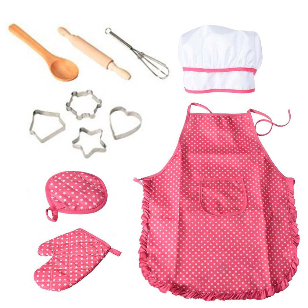 11pcs Child Chef Apron Hat Kids Childrens Kichen Cooking Baking Play Game Toy UK
