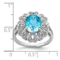 thumbnail image 2 of FB Jewels Sterling Silver Rhodium Diam. & Oval Checker-Cut Blue Topaz Ring, 2 of 2