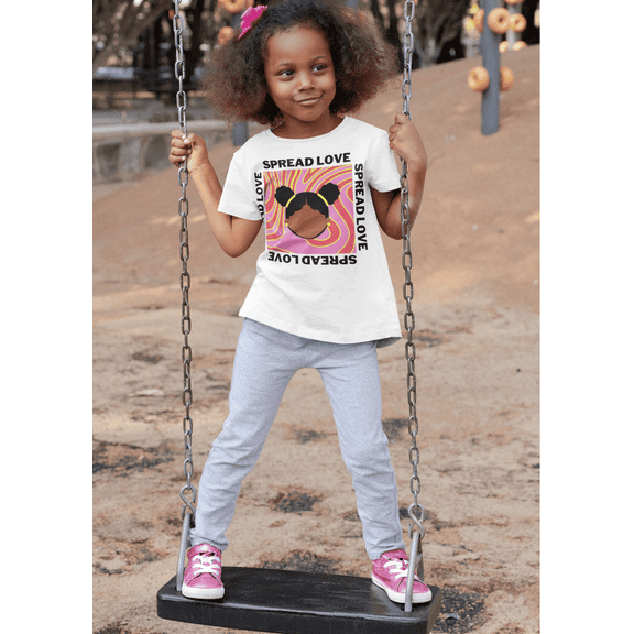The Little brown Girl & Co., Spread Love Kids Heavy 100% Cotton Tee, White, Sizes XS-XL