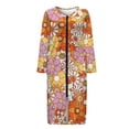 thumbnail image 4 of FKELYI Hippie Daisy Flower Print Zipper Front Nightgown Women Sleepwear Dress with 2 Pockets Comfy Housecoat Breathable Lounge Wear Fall Winter Long Sleeve Nightwear, 3XL, 4 of 6