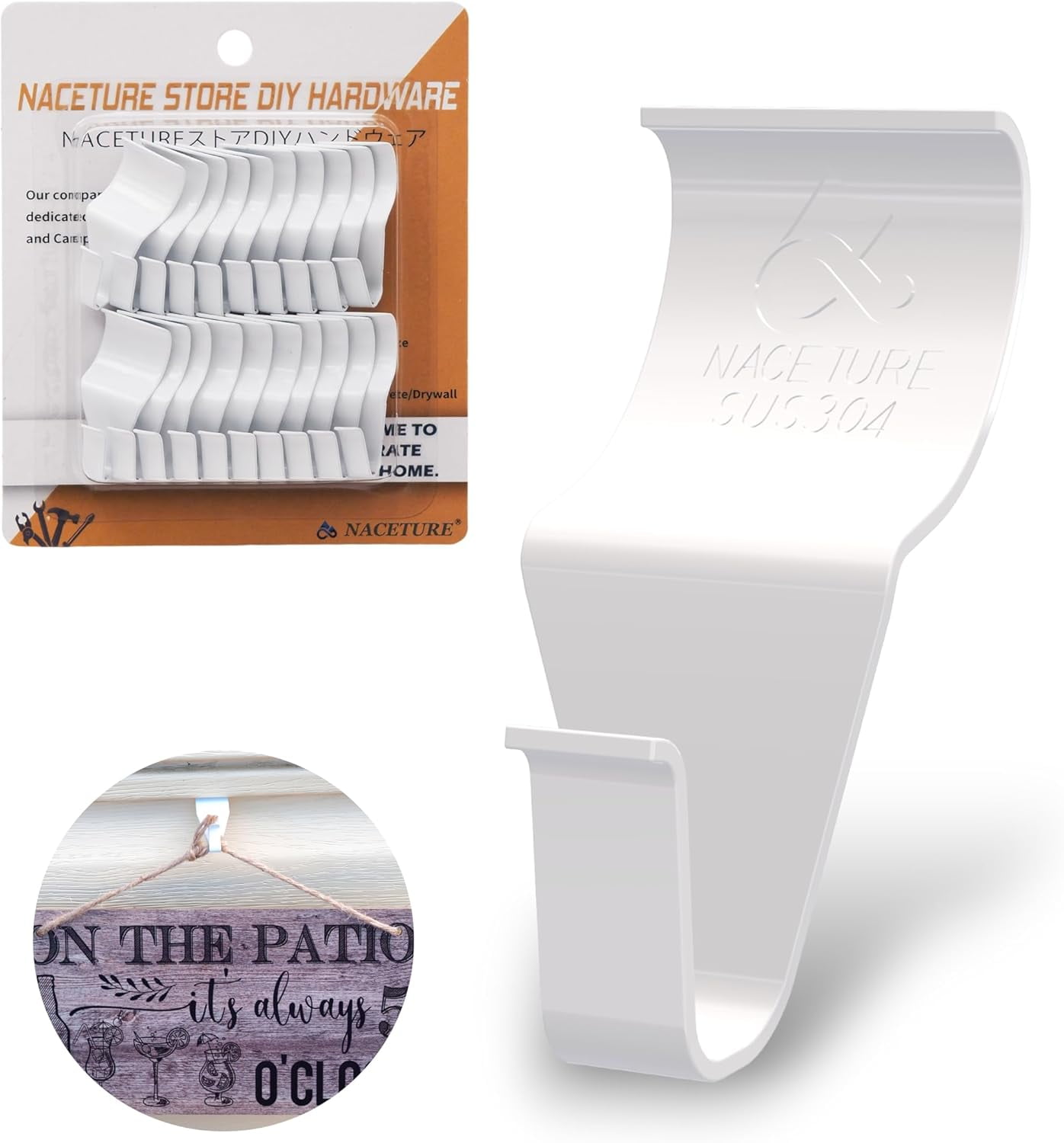 RGHJAR-Vinyl Siding Hooks 20 Pack Heavy Duty Siding Clips Vinyl Siding Hanger for Hanging on Patio, No Hole Need Command Outdoor Hook Hang to Decor Wreath Things (White 20 Pack)