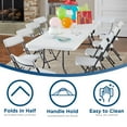 thumbnail image 4 of Deluxe 8 foot x 30 inch Fold-in-Half Blow Molded Folding Table, White, 4 of 6