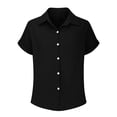 thumbnail image 6 of hotojiny Toddler Girls Button down Shirts Kids Short Sleeve Plain Boys Top Lightweight Collared Beach Travel Blouse for 3-14 Years, 6 of 7