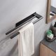 thumbnail image 4 of Stainless Steel No-Drill Double Towel Holder with Self-Adhesive, 2-Arm Wall Mount for Bathroom Kitchen, Black, 4 of 5