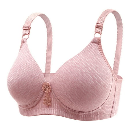 

Rewenti Woman s Embroidered Glossy Comfortable Breathable Bra Underwear No Rims Pink 12(XXL)