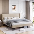 thumbnail image 5 of Accreate Bed Frame with Headboard, Upholstered Bed Frame with Wood Slats, Sturdy Support Feet, No Box Spring Needed, Easy Assembly, 5 of 8