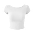 thumbnail image 4 of Women Backless Going Out Tops Short Sleeve Slim Fit Summer Open Back Tops Casual Lightweight Daily Wear Outfit by Yigetop White S, 4 of 5