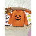 thumbnail image 4 of Toddler Baby Boys Girls Halloween Sweaters Pumpkin Face Long Sleeve Ribbed Knitted Pullover Fall Winter Clothes, 4 of 7