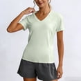 thumbnail image 2 of hoksml Women's V-Neck Short Sleeve Workout Shirt with Breathable Mesh Panels, Quick Dry Athletic Top for Running Yoga Gym, 2 of 6