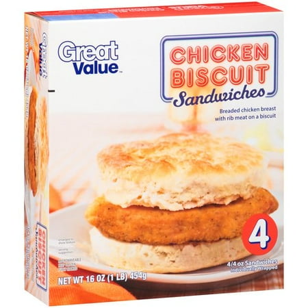 Great Value Chicken Biscuit Sandwiches, 4 count, 16 oz
