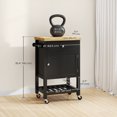 thumbnail image 3 of HOMCOM Kitchen Cart on Wheels with Towel Rack, Drawer and Cabinet, Black, 3 of 10