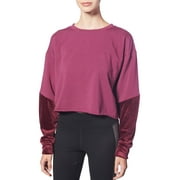 Splendid Womens Velvet Cropped Sweatshirt Red S