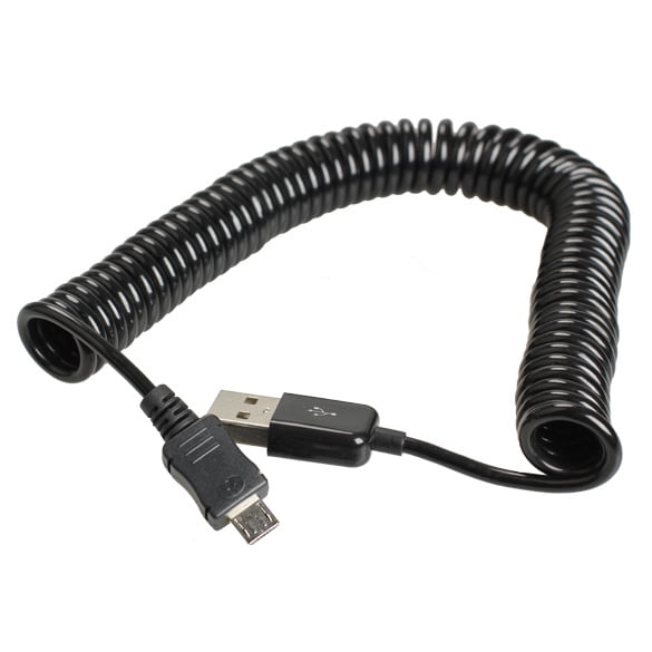 Línea De Conexión Cable de datos Espiral en espiral USB 2.0 A macho a Micro USB B 5 pines adaptador cable de resorte