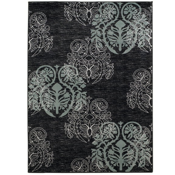 Milan Lana Black Area Rug 5x7.7 Abstract Pattern 100% Polypropylene Turkey