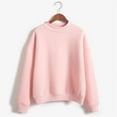 thumbnail image 2 of Mrat Womens Oversized Sweatshirts Turtleneck Pullover Casual Basic Long Sleeve Hoodies Tops Velvet Fall Outfits S-137 Pink-a M, 2 of 3