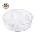 thumbnail image 2 of Matsuzay Bandeja para servir aperitivos de cuatro compartimentos de fruta transparente Recipiente de almacenamiento de dulces de plástico multiusos Mostrada Blanco No.02 Matsuzay HA028041-02, 2 of 6
