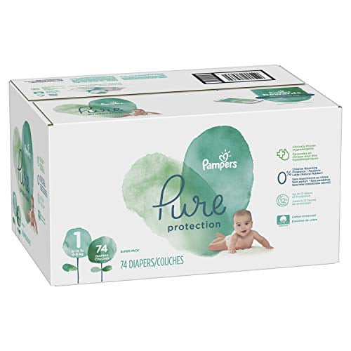 Pampers Pure Protection 74-Count Size 1 Disposable Diapers 