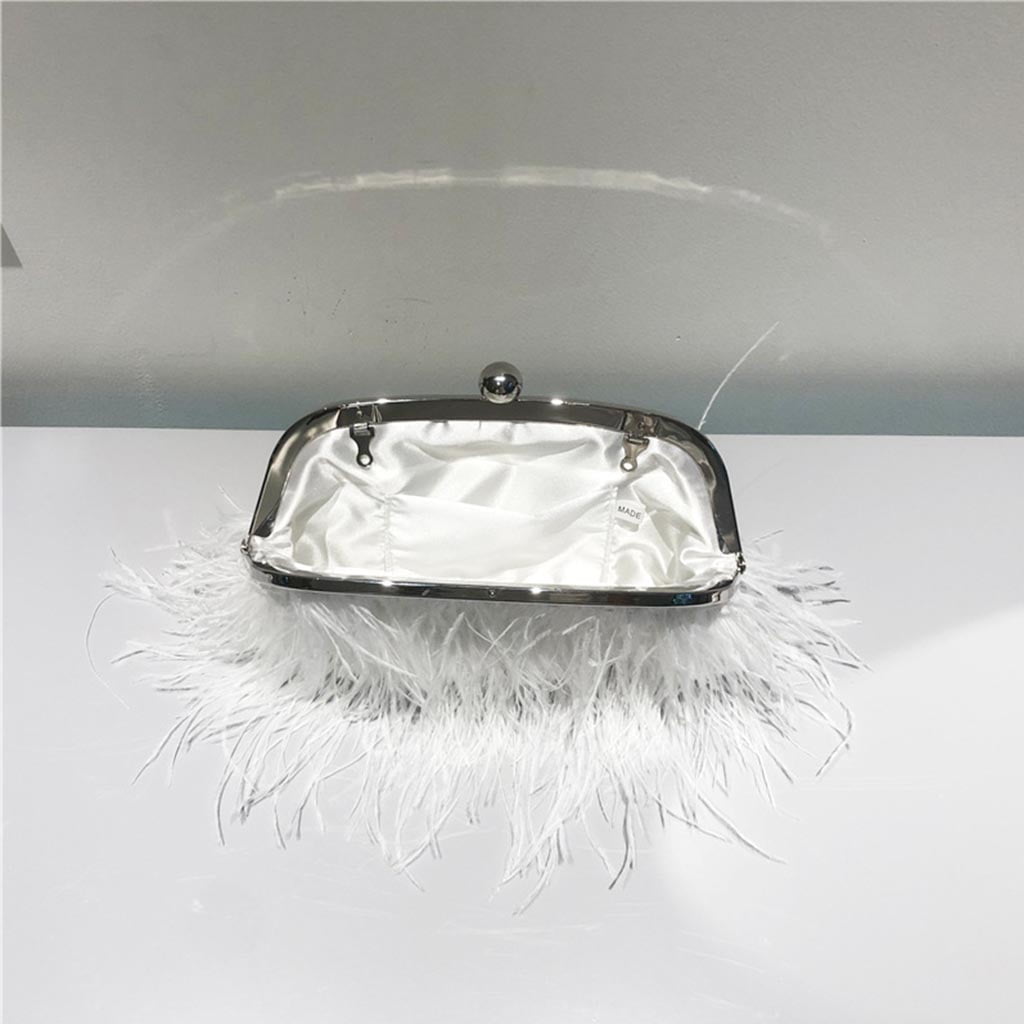 3 Color Feather Clutch Evening Handbag for Women Girl Ladies Party Dress Gifts