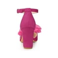 thumbnail image 2 of BLISSFUL STEP Women's Bow Knot Pointed Toe Block Heel Pumps Hot Pink 6, 2 of 8