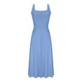 thumbnail image 4 of RYRJJ Womens Summer Formal Dresses Elegant Sleeveless A Line Square Neck Flowy Swing Solid Long Dress Wedding Guest Dress(Light Blue,S), 4 of 6