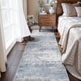 thumbnail image 2 of Hallway 2x10 Washable Runner Rug: Abstract Kitchen Stove Rugs Low-pile Stain Resistant Entryway Area Rug Cozy Bedroom Soft Floor Mat Non-slip Farmhouse Carpet For Bathroom Living Room(2x10 Blue/ivory, 2 of 7