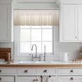 thumbnail image 3 of Beige Brown Ombre Valance Curtains for Kitchen/Living Room/Bathroom/Bedroom Window,Rod Pocket Small Topper Half Short Window Curtains Voile Sheer Scarf,Modern Abstract Art Gradient Aesthetics 60"x18", 3 of 8