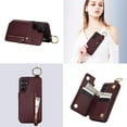 thumbnail image 4 of for Samsung Galaxy A25 5G Zipper Wallet Case, Premium Lychee Texture PU Leather Double Magnetic Clasp Flip Kickstand Credit Card Slots Shockproof Portable Metal Ring Hook Phone Case,Jujube Red, 4 of 8