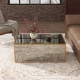 thumbnail image 5 of SHYFOY Modern Mirrored Coffee Table with Brushed Gold Metal Frame – Rectangular Living Room Center Table, 35.4" L x 23.6" W x 13.78" H, 5 of 10