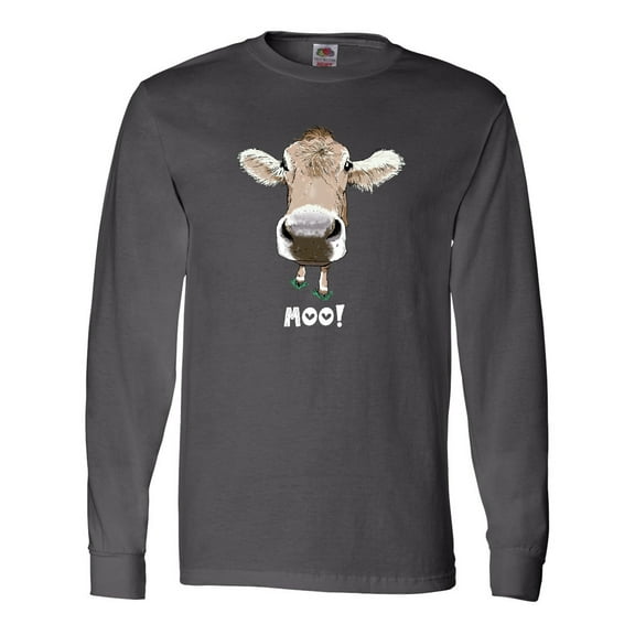 Inktastic Moo Cute Brown Holstein Cow Long Sleeve T-Shirt