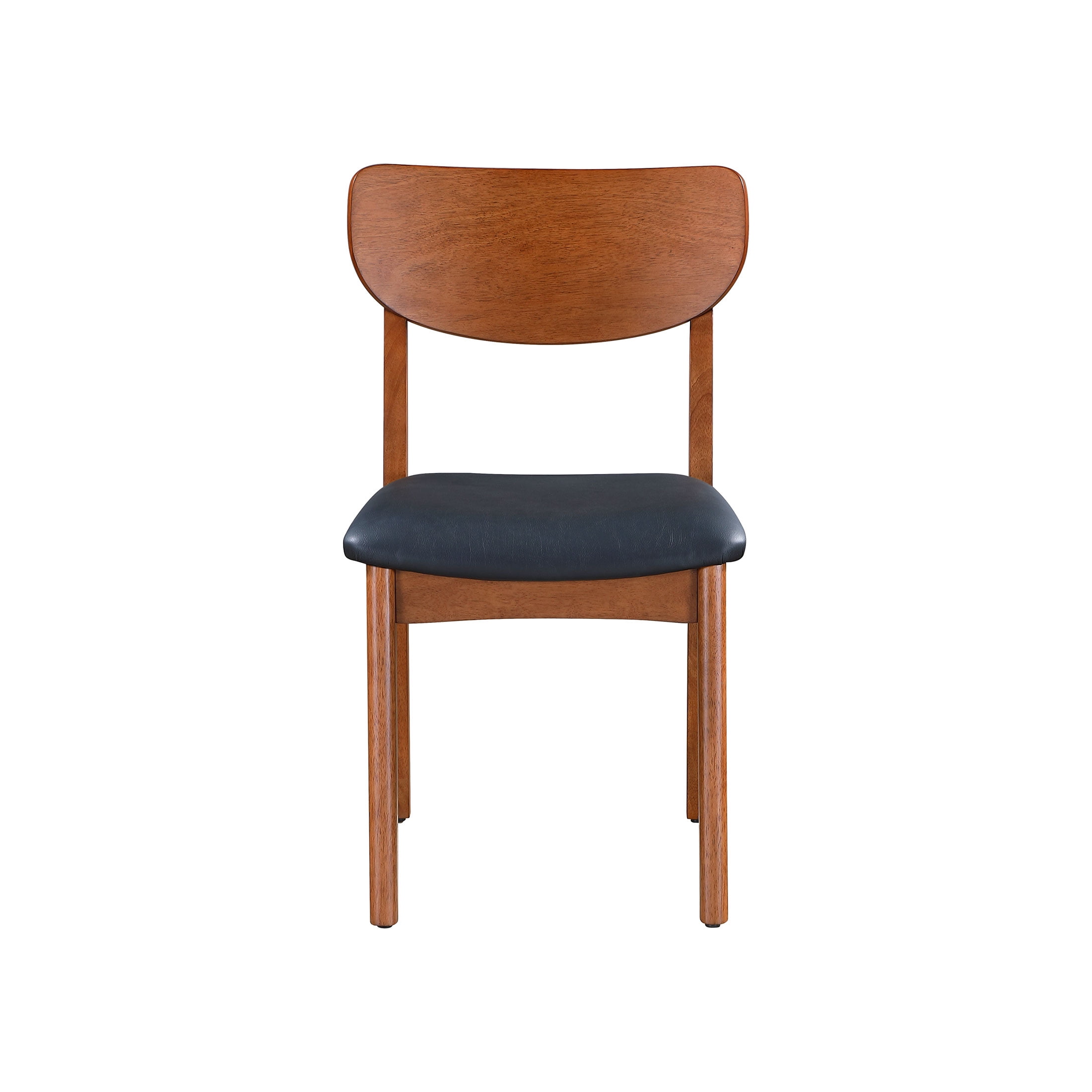 Better Homes & Gardens Greyson Mid-Century Dining Chairs, Black Faux Leather, Acorn Finish, Set of 2