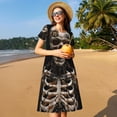 thumbnail image 4 of Disketp Cyber Skeleton With Tattoos para Vestido de Manga Corta para Mujeres, Vestidos de Verano para Mujeres, Casual y Holgado para la Playa, 4 of 6