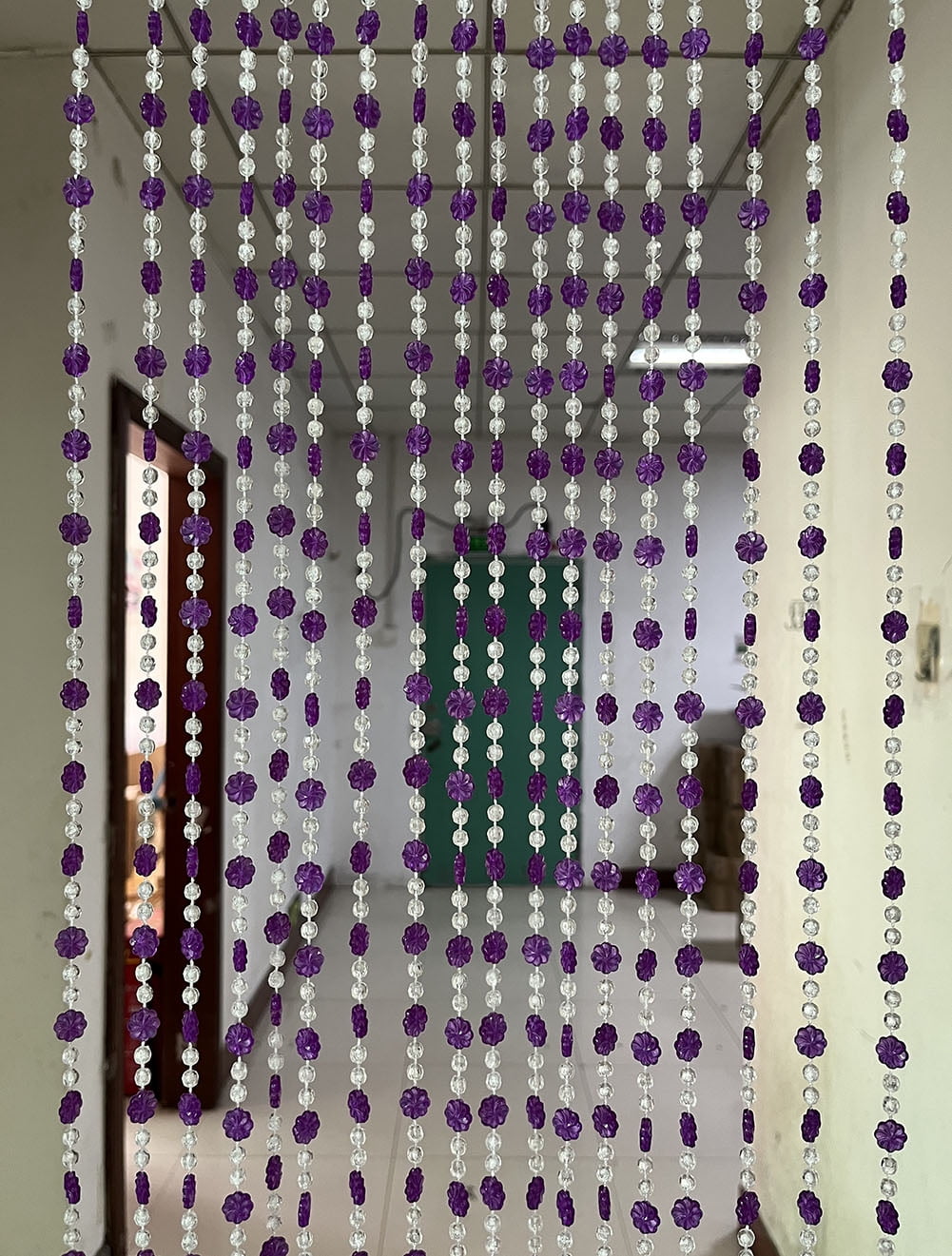 ZiDeTang 100% Acrylic Plum Blossom Beaded Door Curtain for Doorway String Tassel Closet Sliding Room Divider Home Décor Privacy Drapes ( Purple, 39.3" x 76.7")